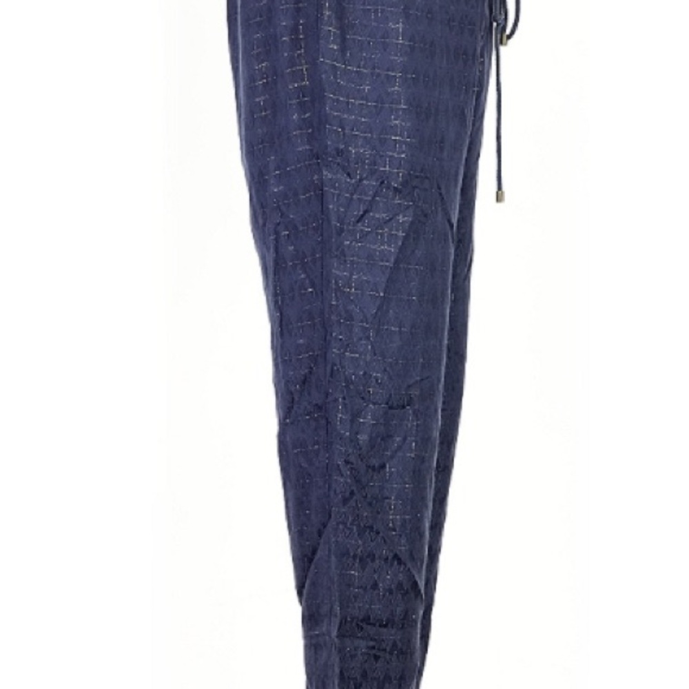 Elizabeth & James Rayon/SILK Blend Navy & Gold Metallic Cropped Pants S - Picture 4 of 15